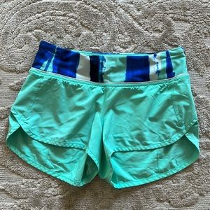 Lululemon teal blue speed shorts size 2